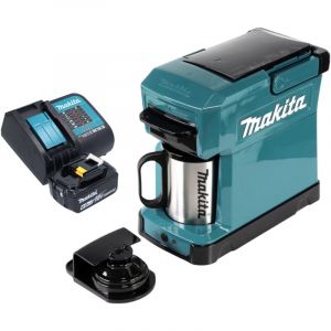Makita DCM 501 SG Cafeti&egrave;re sans fil 12 V maxi / 18 V + 1x batterie 6,0 Ah + chargeur