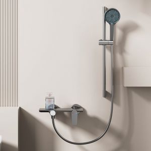 Ensemble de robinet de baignoire murale, ensemble de robinet de baignoire cascade Ensemble de robinet de douche de baignoire grise Bec de baignoire