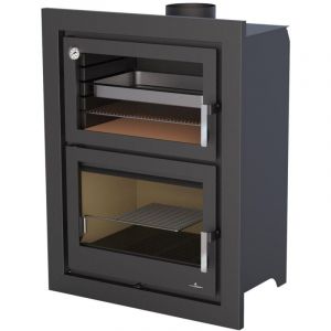 Insert à bois raccordable avec four Bronpi Murano - e 14 kW Avec kit air - Sans kit four inox