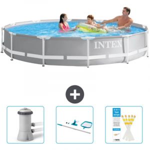 Intex - Piscine ronde prisme frame 366 x 76 cm - Grise - Incluse Accessoire CB82