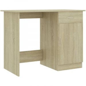Helloshop26 - Bureau table poste de travail meuble d'ordinateur informatique &eacute;tude ch&ecirc;ne sonoma 100 x 50 x 76 cm bois d'ing&eacute;nierie brun
