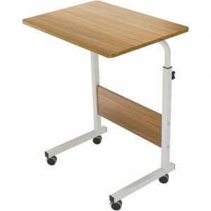 Soges - bureau d'ordinateur portable réglable en hauteur, bureau d'ordinateur sur roulettes, table d'appoint mobile, table d'appoint pour lit et