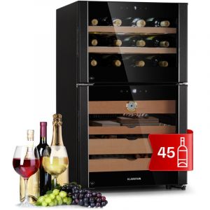 Klarstein - Cave a Cigare Electrique, Humidificateur à Cigare Cubain, Boite à Cigare, Humidor a Cigares, Cave à Vin de 89L, Affichage Numérique led,