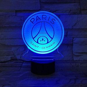 Veilleuse LED FC Paris Saint Germain Football Club 3D Illusion Enfants Enfants Ligue 1 Logo de Football PSG Night Lamp Lampe de Table @ 1