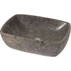 Lavabo en marbre HWC-M77, lavabo &agrave; poser sur plan de toilette, vasque salle de bain, pierre naturelle 15x51x36cm, gris