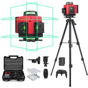 Ej.life - Niveau Laser mit répied,4x360°Laser Chantier Autonivelant vert 4D,rotatif avec trepied Réglable, 22400mAh Batteries Rechargeable,rouge