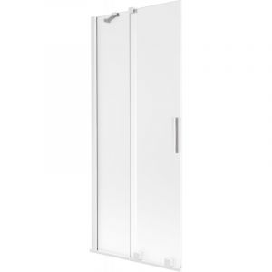 Mexen - Paroi de baignoire coulissante 2 volets Velar 85 x 150 cm, givr&eacute;e, blanche - 896-085-000-31-20