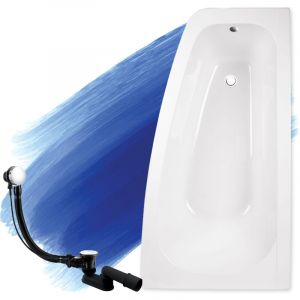 Badland - Baignoire Bain d'angle 150x80 Droite, Siphon de bain et pieds (support) - Set 3en1 - Fabriqu&eacute; en ue luna