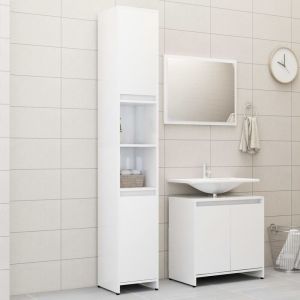 Vidaxl - Ensemble de salle de bain équipé de meubles élevés sous l'évier et miroir diverses couleurs disponibles Couleur : Blanc brillant