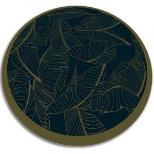Tulup - Tapis Vinyle pvc Rond, Idéal pour Salon et Cuisine - Squelette de la feuille - ⌀fi80 cm