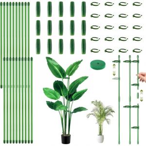 Lot de 20 Tuteurs pour Plantes de 30 cm avec 20 Boucles R&eacute;glables, 15 Tubes d'extension et 1 Attache, Tuteurs pour Tomates, Plantes d'int&eacute;rieur pour