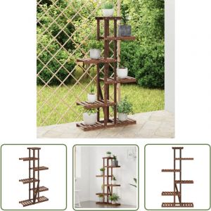 The Living Store - Support à fleurs 75x25x140,5 cm bois massif de sapin - Support Plante - Jardinerie - Rangement Extérieur - Fleur Pot - Meuble