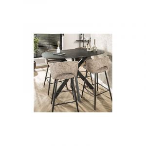 M&s - Table de bar ovale 140x80x93 cm aspect céramique grise