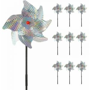 Epouvantail et effaroucheur,Répulsif à Oiseaux (Lot de 10) 5020cm, Répulsif à Oiseaux Moulin à Vent Réfléchissant Effraye les Jardins, les Vergers,