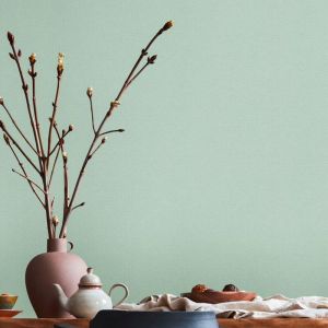 As Creation - Papier peint uni vert Tapisserie intiss&eacute;e textur&eacute;e Papier peint aspect textile lin id&eacute;al pour chambre et couloir