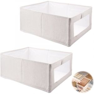 2Pcs Boite Rangement Tissu,Boite de Rangement Pliable, Rangement Armoire Vetement, Organisateur Dressing, Organisateur Armoire