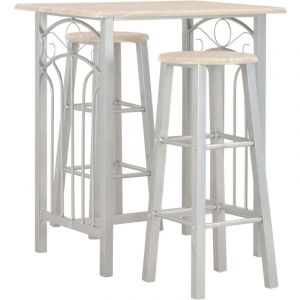 Maisonchic - Ensemble de bar 3 pcs, Table Mange-Debout Tabouret Haute Cuisine Set, Salle à Manger Bistrot Bois et acier LCS9267 design in