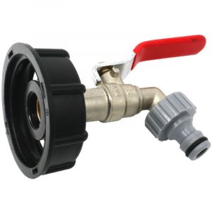Adaptateur de vidange IBC pour robinets de jardin en laiton avec raccords de tuyau, raccord de r&eacute;servoir de 1 000 L, 12,7 mm.