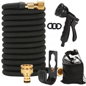 Tuyau Arrosage Extensible 15m/50ft, Tuyau d'Arrosage Flexible avec 8 Types De Jets, Tuyaux d'Arrosage Avec Raccords En Laiton Massif Et Noyau En