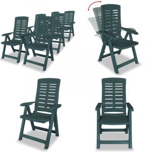 Chaises inclinables de jardin lot de 6 Plastique Vert - Chaise De Jardin - Chaise Inclinable - Mobilier De Jardin - Meubles De Terrasse - Fauteuil