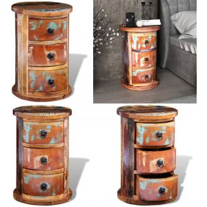 Vidaxl - Armoire avec 3 tiroirs Bois de récupération massif - Meuble De Rangement - Armoire Ancienne - Armoire Ronde - Tiroir - Bois Recyclé - Home &
