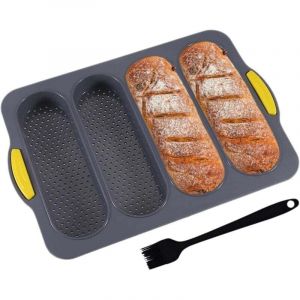 EACHPT Moule Baguette,Silicone Moulle &agrave; Baguette,Moule Perfor&eacute; Antiadh&eacute;sif,Moule &agrave; Pain Baguette Fran&ccedil;ais, pour la Cuisson de Bricolage &agrave; Domicile,4