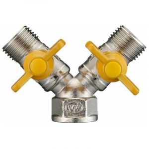 Raccord de Tuyau en Laiton avec Inverseur de Gaz, Double Sortie - 2 Voies.