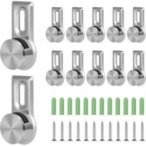 Lot de 12 x Fixation Miroir Mural Accroche Miroir pour Plaques de 4-7 Mm d'&eacute;paisseur, Attache Miroir Lourd pour Tableaux en Verre Acrylique avec 12
