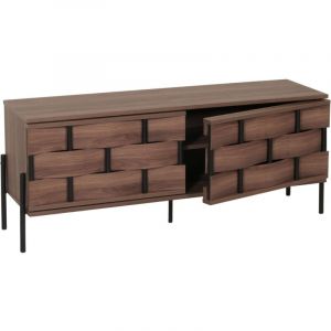 HHG - jamais utilis&eacute;] Meuble tv 608, Table tv Buffet bas Armoire tv Commode, compartiments de rangement, design 3D tress&eacute; Push-to-open portes 120cm,