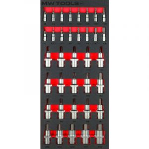 Mw Tools - Jeu de douilles à embouts Hex-Torx 1/2- 1/4 hex-torx 36 pièces module en mousse pour servante d'atelier MWDBI141236