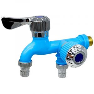 Gistuch Robinet double sortie 1/2" avec valve de sortie pour machine à laver et tuyau d'arrosage, robinet à deux voies, robinet de jardin à double