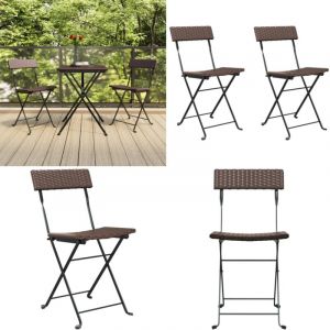 Vidaxl - Chaises de bistrot pliantes lot de 2 Résine tressée et acier - Chaise Bistro - Chaise Pliante - Meubles De Jardin - Mobilier Extérieur