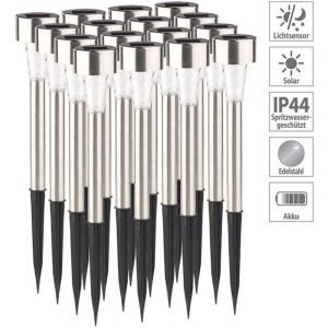 Lot de 16 bornes solaires &agrave; LED lampes de jardin &agrave; planter