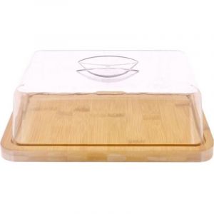 Pr&eacute;sentoir &agrave; fromage - Marron - Plateau en bambou avec cloche - Dimensions 24x18,5cm - Neuf sous coffret