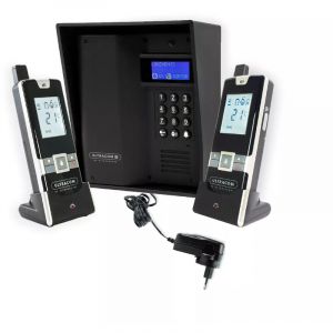 Interphone autonome sans-fil collectif / multipropri&eacute;t&eacute;s UltraCOM3 visi&egrave;re noire + 2 combin&eacute;s + transformateur 12V
