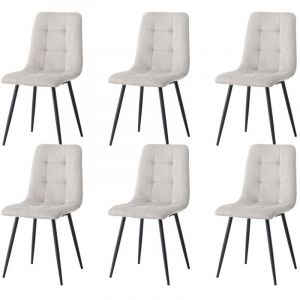 Wokaka Lot de 6 chaises - Chaise de salle &agrave; manger - Chaise en velours c&ocirc;tel&eacute; - Style vintage - Gris
