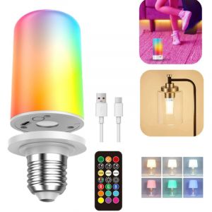Ampoule magn&eacute;tique rechargeable avec t&eacute;l&eacute;commande, USB-C, 300 lumens, culot E27, 3 temp&eacute;ratures de couleur + 9 RVB, 5000 mAh, &eacute;clairage d'urgence