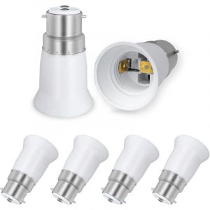 Douille Adaptateur B22 vers E27 pour Ampoule LED, AC 230V, Adaptateurs de Conversion pour Passer de B22 &agrave; E27, Douille Ba&iuml;onnette &agrave; Visser, lot de 4