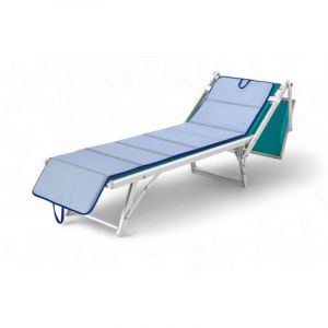 Tapis pliant pour lit de plage, transat, piscine, double face 52x200 et &eacute;paisseur 2 cm, avec poign&eacute;es, couleur bleu/bleu clair