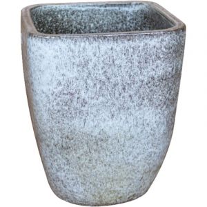 Provencelia Vauban 18x21cm, pot grande taille d'ext&eacute;rieur fait main en terre cuite &eacute;maill&eacute;e, r&eacute;sistant au gel, blanc tigr&eacute;