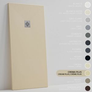 SOULBATH Receveur de Douche -R&eacute;sine -Gel Coat -Texture Lisse/Pierre -Antid&eacute;rapant -Couleur Cr&egrave;me Intense - 120x90- Extra plat 3cm. Bonde de Vidage