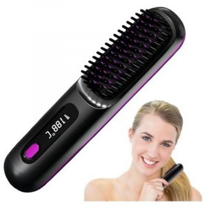 Brosse Lissante Sans Fil, Mini Lisseur Cheveux Sans Fil, Brosse Chauffante Lissante, Lisseur Barbe Homme USB Rechargeable, Lisseur