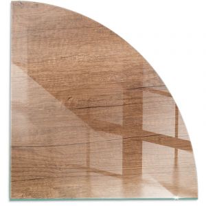 Plaque de protection de sol en verre tremp&eacute; pour chemin&eacute;e ou po&ecirc;le &agrave; bois pare-feu contre les &eacute;tincelles Motif bois naturel 1/4 100x100 cm