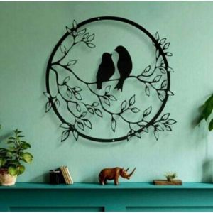 D&eacute;coration murale en m&eacute;tal, statue de logo d'oiseau, d&eacute;coration murale, silhouette d'oiseau, sculpture murale ronde adapt&eacute;e &agrave; la d&eacute;coration murale,