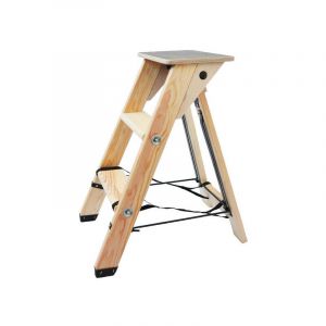 Echelle escabeau en bois 2 marches avec tablette