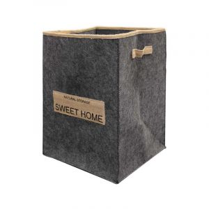 Panier &agrave; Linge en Feutrine 'Sweet Line' 45cm Noir