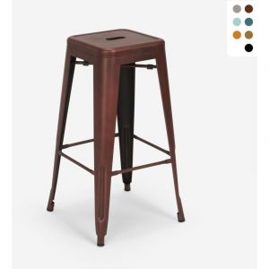 tabouret de bar vintage en m&eacute;tal design industriel style steel stale 78cm - Bronze