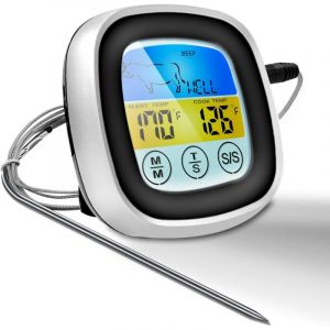 Thermom&egrave;tre Cuisine,7575MM LCD Display Thermom&egrave;tre de Barbecue thermom&egrave;tre &agrave; Viande num&eacute;rique Lect&eacute; instantan&eacute;ment avec 2 sondes BBQ Viande