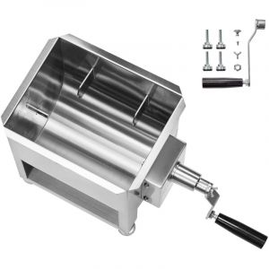 Mophorn - Mixeur &agrave; viande manuel, capacit&eacute; de 15 l, mixeur en acier inoxydable pour saucisses et viande hach&eacute;e, mixeur &agrave; manivelle avec couvercle,