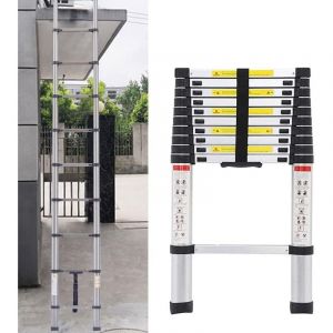 &eacute;chelle t&eacute;lescopique de 2,6 m&egrave;tres, en acier inoxydable, antid&eacute;rapante, 9 marches, portant 150 kg